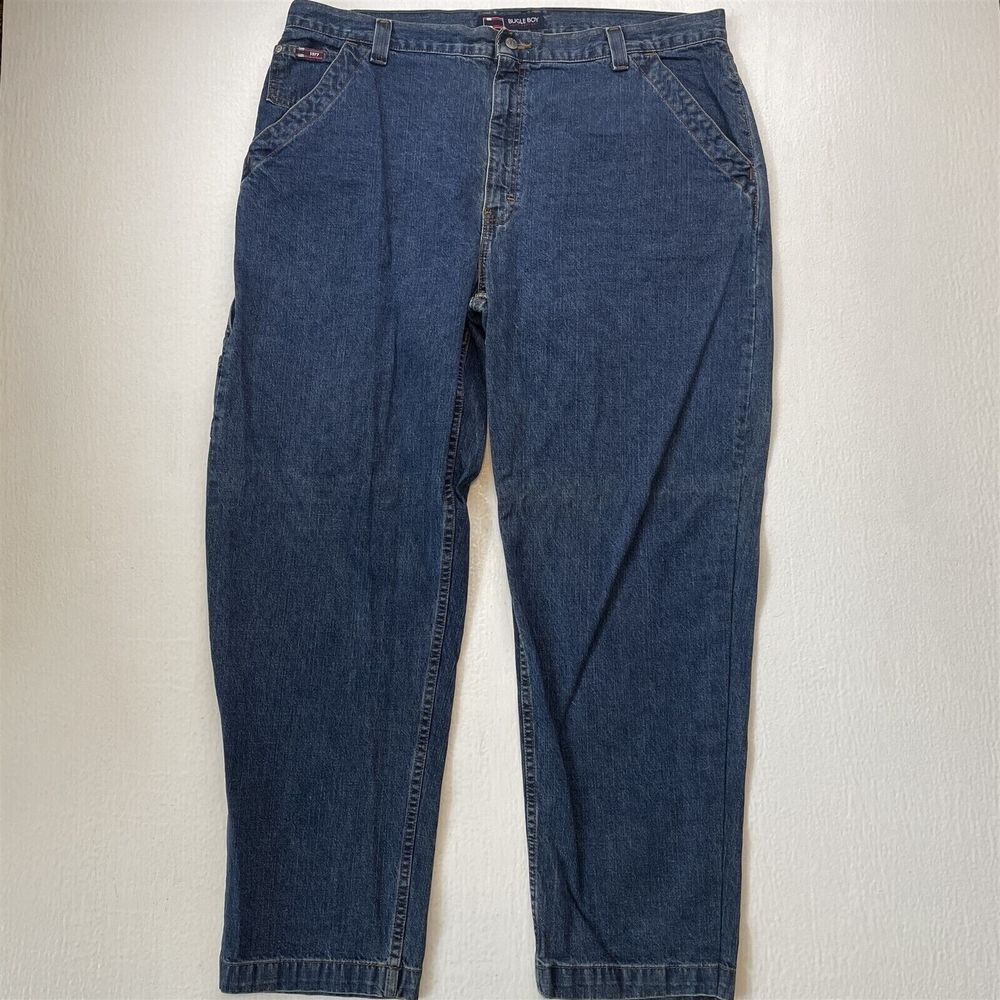 Vtg Bugle Boy 40x34 Y2K‎ 90s 2000S Baggy Tapered Carpenter Dark Denim Jeans